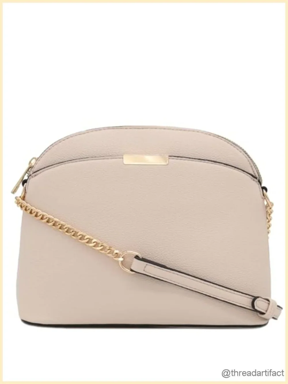 Faux Leather Small Dome Crossbody Bag with Chain Strap